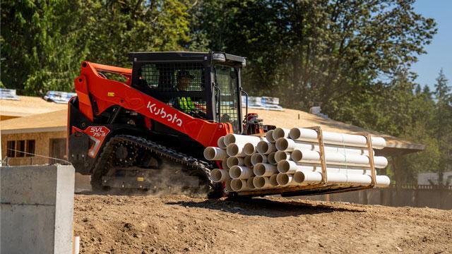 Using track loader as compact forklift with pallet forks