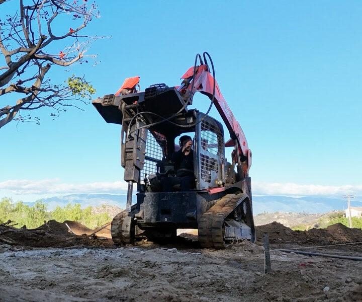 Aerial view of rock breaking job